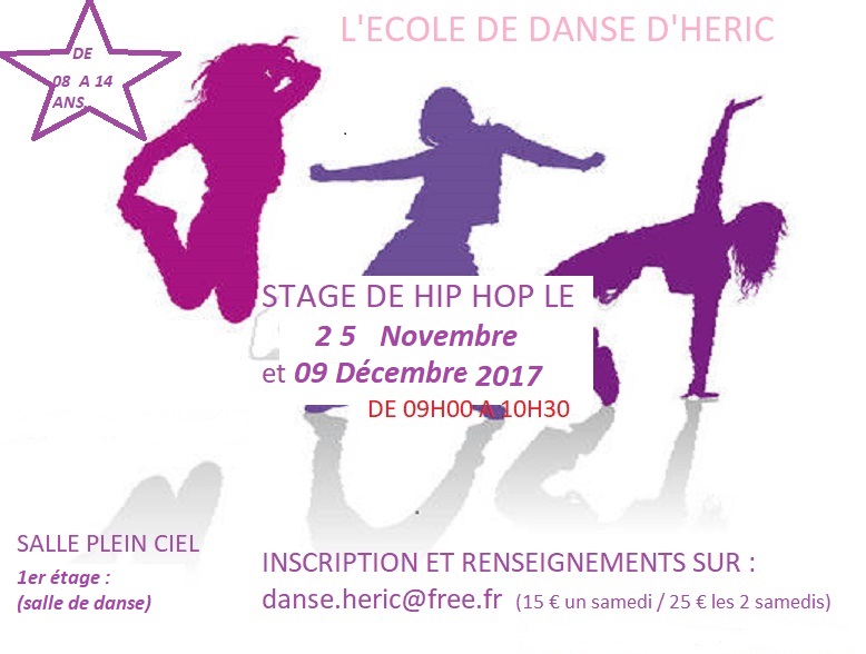 Affiche stage de Hip Hop novembre et décembre 2017